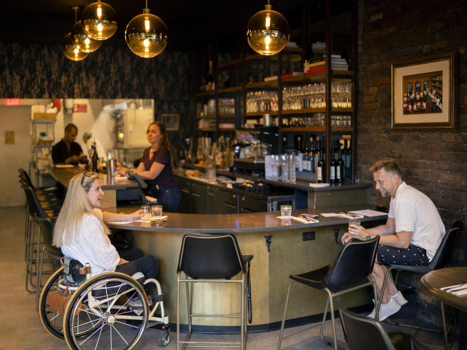 Part of the bar at the restaurant was made at a lower height to accommodate people in wheelchairs.  (Elias Williams for TODAY)