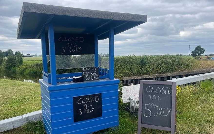 The un-manned stand is near the entrance to John Hardy's farm at Anton's Gowt, near Boston, Lincolnshire