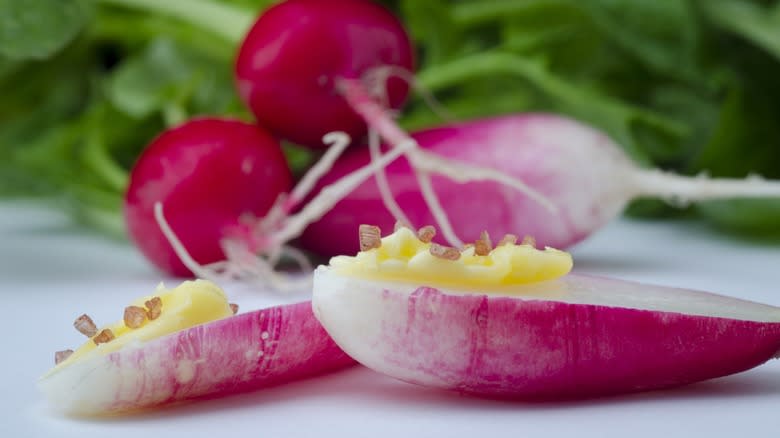 Radishes with butter and salt