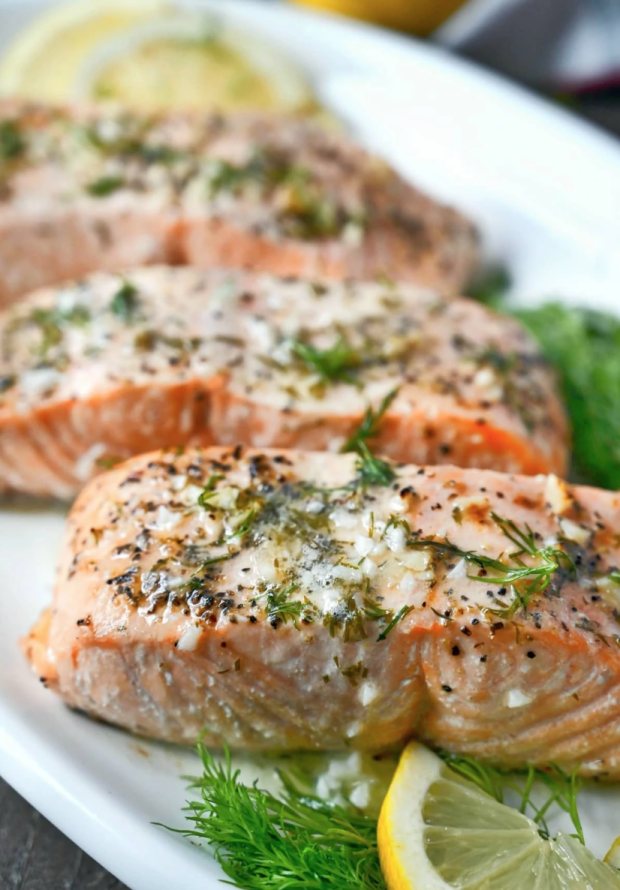 <p>Butter Your Biscuit</p><p>Air fryer lemon butter salmon is easy to prepare. Flavorful, flaky, buttery and just melts in your mouth.</p><p><strong>Get the recipe: <a href="https://butteryourbiscuit.com/air-fryer-lemon-butter-salmon/" rel="nofollow noopener" target="_blank" data-ylk="slk:Air Fryer Lemon Butter Salmon;elm:context_link;itc:0;sec:content-canvas" class="link ">Air Fryer Lemon Butter Salmon</a></strong></p>