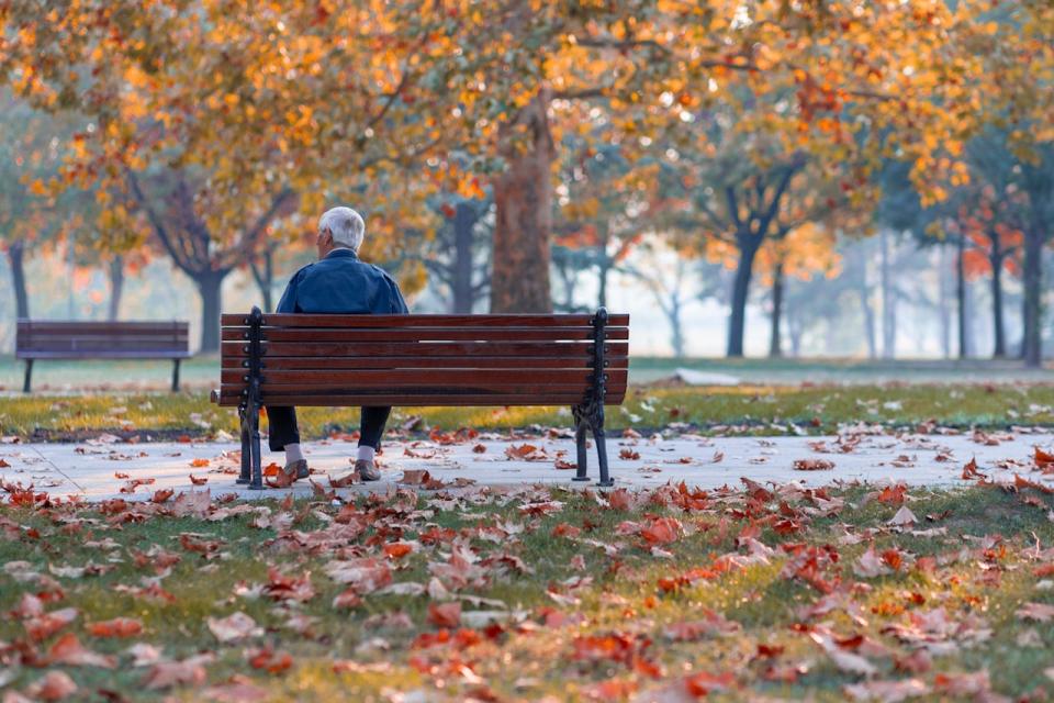 Man on park bench