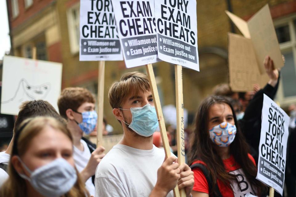 Protesters marched in London over the handling of A-level results (PA)