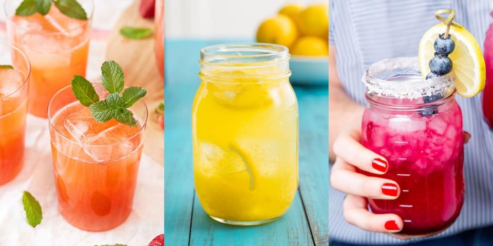 <p>For us, there's not a single drink that tastes as good as homemade lemonade. With the perfect balance of citrus-sweet flavours, there's so many ways to elevate your <a href="https://www.delish.com/uk/cocktails-drinks/a33333195/easy-homemade-lemonade-recipe/" rel="nofollow noopener" target="_blank" data-ylk="slk:classic lemonade recipe" class="link ">classic lemonade recipe</a>. We're talking <a href="https://www.delish.com/uk/cocktails-drinks/a33333158/easy-strawberry-lemonade-recipe/" rel="nofollow noopener" target="_blank" data-ylk="slk:Strawberry Lemonade" class="link ">Strawberry Lemonade</a>, <a href="https://www.delish.com/uk/cocktails-drinks/a32233089/sangria-lemonade-recipe/" rel="nofollow noopener" target="_blank" data-ylk="slk:Sangria Lemonade" class="link ">Sangria Lemonade</a> and even <a href="https://www.delish.com/uk/cooking/recipes/g36107322/pink-lemonade/" rel="nofollow noopener" target="_blank" data-ylk="slk:Pink Lemonade" class="link ">Pink Lemonade</a>. But it goes without saying, you'll need a standard go-to recipe. And luckily for you, we've got <a href="https://www.delish.com/uk/cocktails-drinks/a33333195/easy-homemade-lemonade-recipe/" rel="nofollow noopener" target="_blank" data-ylk="slk:one" class="link ">one</a>! For a range of easy-to-make lemonade recipes, keep reading for an insight into some of our favourites. (We've even thrown in a few boozy options, too). </p>