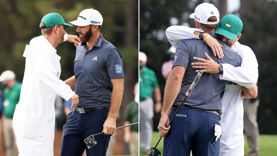 Seen here, the Johnson brothers embrace after Dustin's Masters victory.