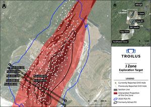 Plan View Map of J Zone with Location of New Drill Results