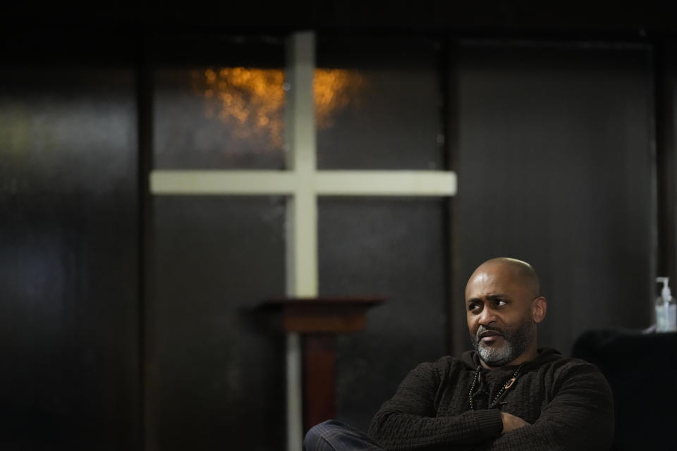 Reverend Earle J. Fisher, pastor of the Abyssinian Missionary Baptist Church of Memphis, reflects on the death of Tyre Nichols, who died after being beaten by Memphis police officers, in Memphis, Tenn., Tuesday, Jan. 24, 2023. (AP Photo/Gerald Herbert)