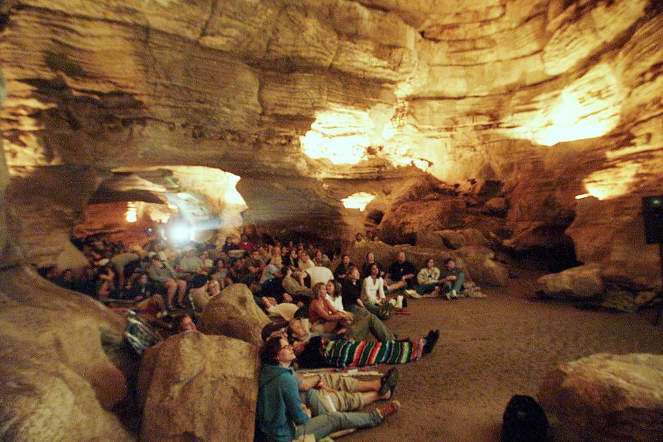 Longhorn Cavern State Park is covered in calcite crystals and home to millions of bats.