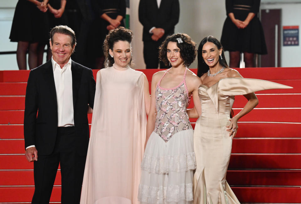 Dennis Quaid, Coralie Fargeat, Margaret Qualley and Demi Moore