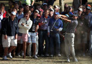 Bubba Watson of the USA watches a shot from the rough on the 13th hole during day two of the Afternoon Four-Ball Matches for The 39th Ryder Cup at Medinah Country Club on September 29, 2012 in Medinah, Illinois. (Photo by Andrew Redington/Getty Images)