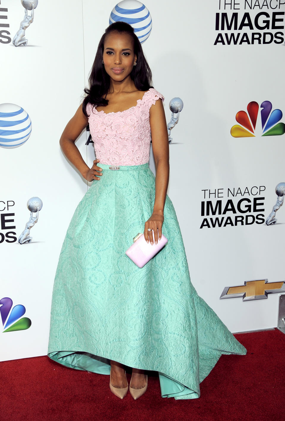 Kerry Washington arrives at the 44th Annual NAACP Image Awards at the Shrine Auditorium in Los Angeles on Friday, Feb. 1, 2013. (Photo by Chris Pizzello/Invision/AP)