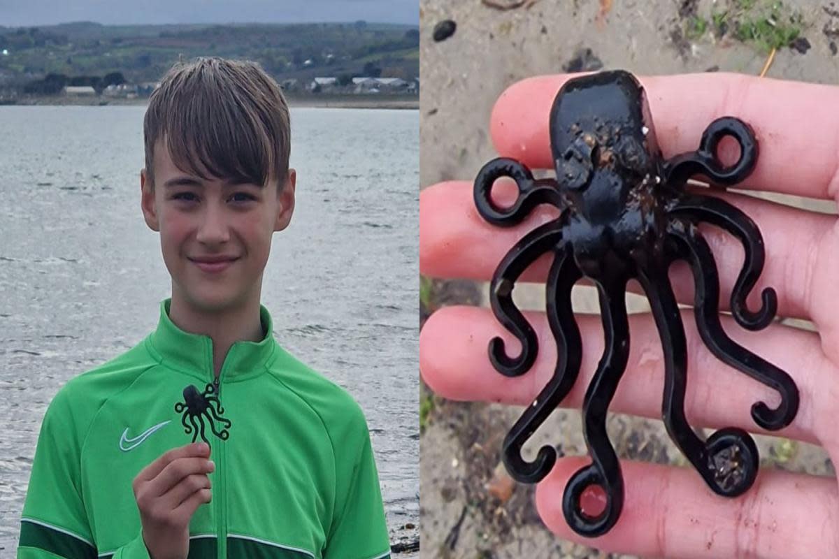 Liutauras, 13, recently found the ‘holy grail’ of Lego pieces in Cornwall - an octopus <i>(Image: Vytautas/PA)</i>