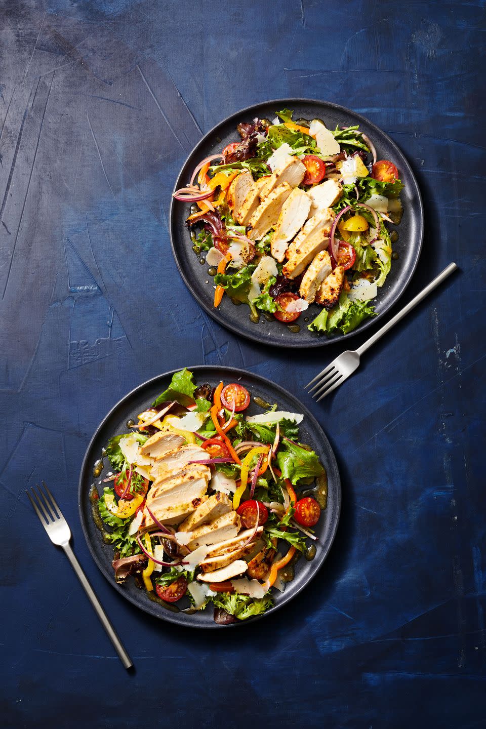 italian marinated chicken over salad