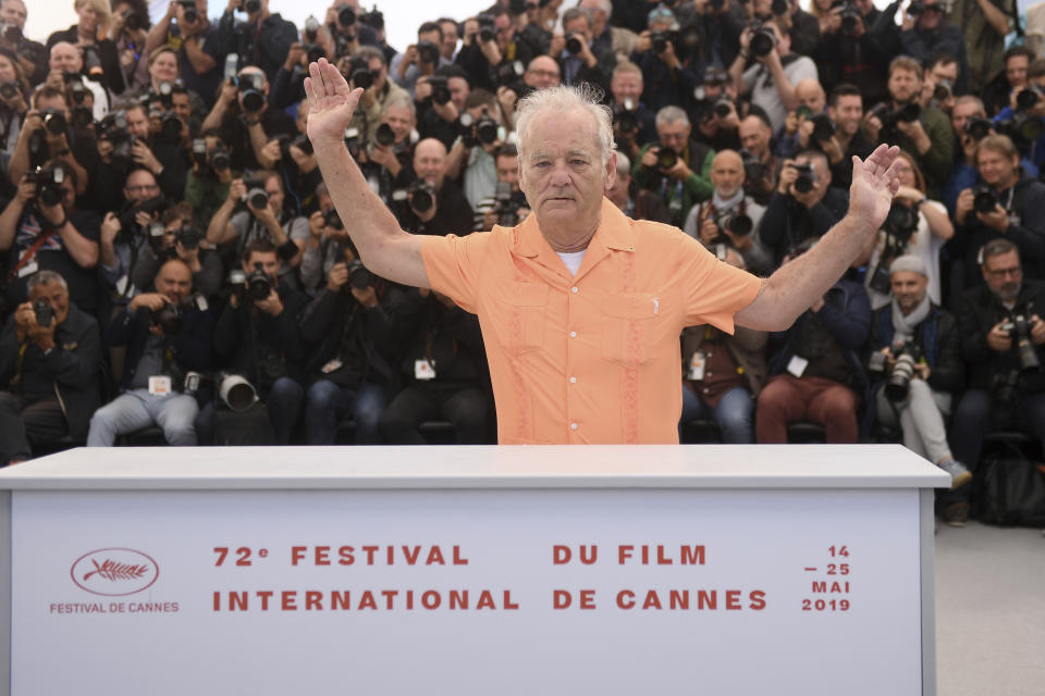 Actor Bill Murray poses for photographers at the photo call for the film 'The Dead Don't Die' at the 72nd international film festival, Cannes, southern France, Wednesday, May 15, 2019. (Photo by Arthur Mola/Invision/AP)