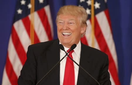 Republican U.S. presidential candidate Donald Trump speaks during a news conference at his Trump National Golf Club in Jupiter, Florida, March 8, 2016. REUTERS/Joe Skipper/File Photo