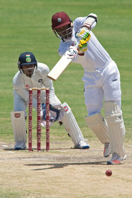 West Indies' cricketer Marlon Samuels bats on July 24, 2016