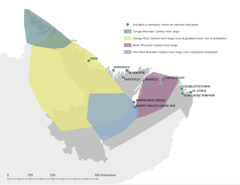 Caribou ranges and communities that took part in the HERD project. (Shawn Rivoire), Author provided