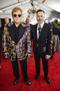 <p>Elton John and David Furnish attend the 60th Annual Grammy Awards at Madison Square Garden in New York on Jan. 28, 2018. (Photo: John Shearer/Getty Images) </p>