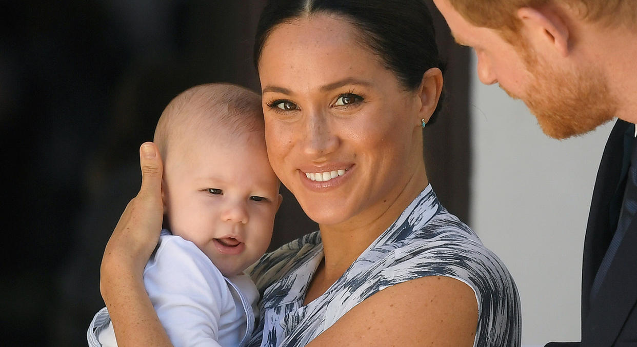 Meghan Markle, pictured here in South Africa in September 2018, has released a video reading a book to Archie for his first birthday. (Getty Images) 