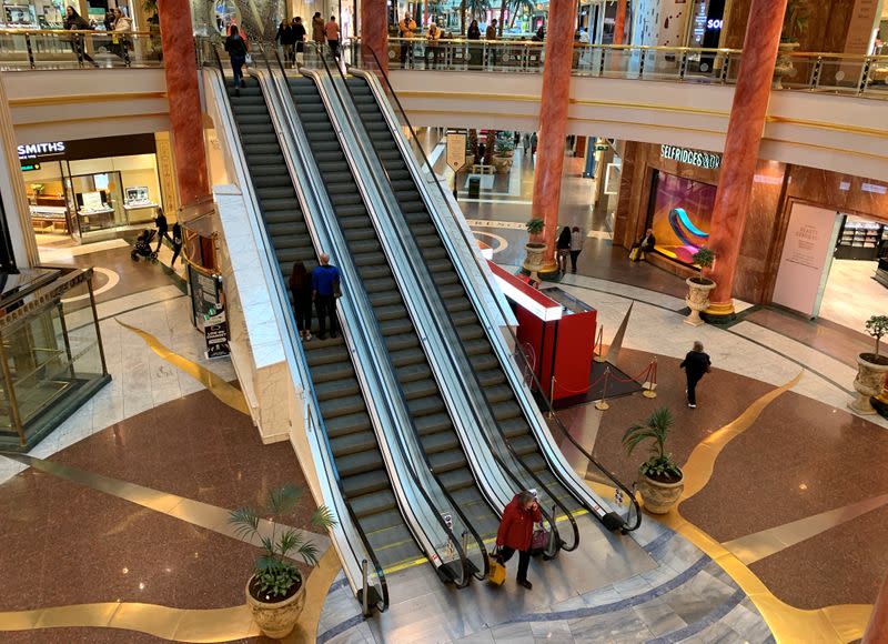 FILE PHOTO: Shoppers are seen inside a deserted Intu Trafford Centre in Manchester