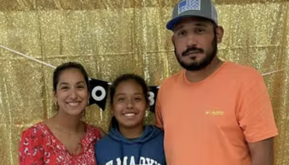 Felix and Kimberly Rubio, pictured with their daughter, 10-year-old Lexi, who was killed on 24 May while in a fourth grade classroom at Robb Elementary School in Uvalde (Rubio Family)