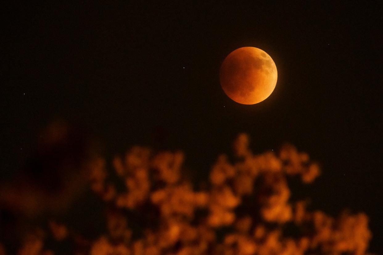 The "super flower blood moon" lunar eclipse occurred over Columbus on May 15.