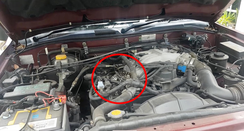 The snake disguised itself under the bonnet of the car. Source: Caters