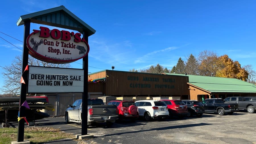 Bob's Gun & Tackle Shop near Hastings advertises a deer hunters sale. (Nov. 14, 2023)