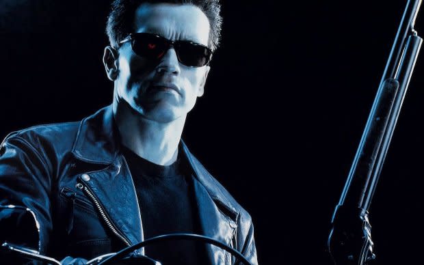 Arnold Schwarzenegger as the T-800 in "Terminator 2: Judgment Day"<p>TriStar Films</p>