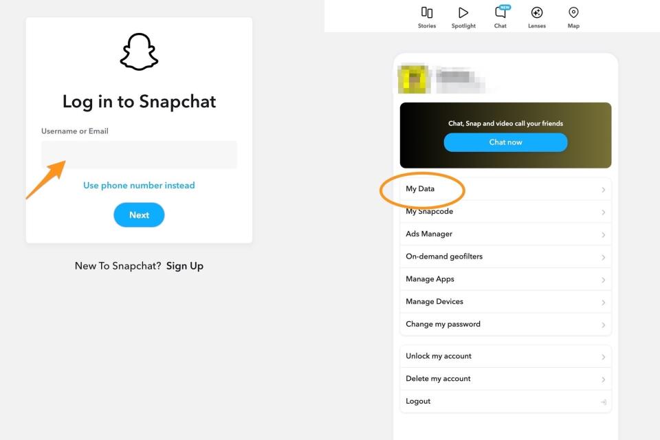 Snapchat's profile screen.