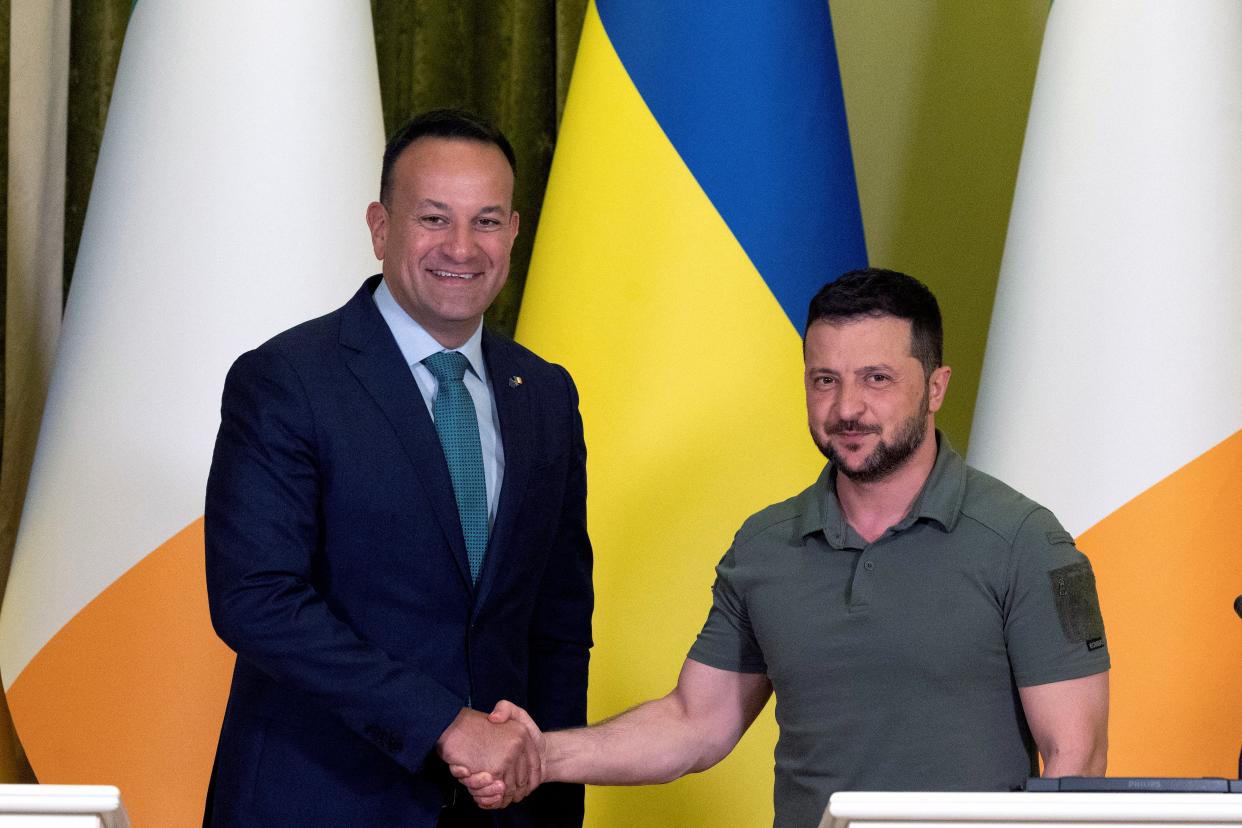 Zelensky thanked Ireland for their support during Leo Varadkar’s unannounced visit to Kyiv (Clodagh Kilcoyne/PA Wire)