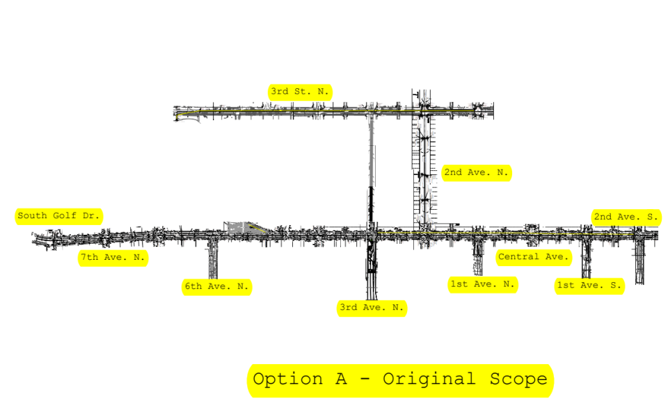 Diagram of proposed stormwater drainage system in city of Naples.