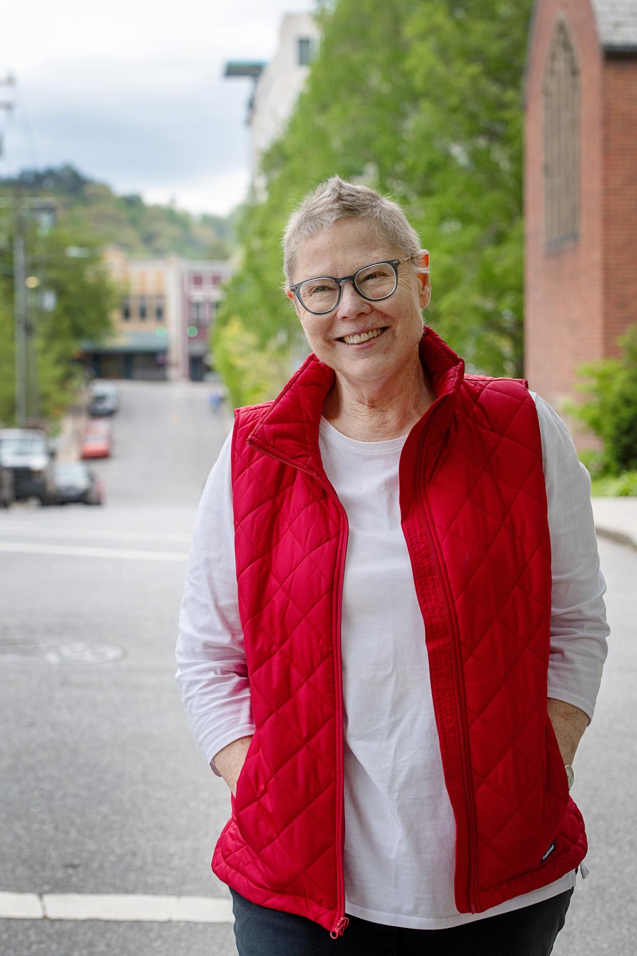 Susan Griffin, a 20 year resident of downtown Asheville, April 24, 2024.