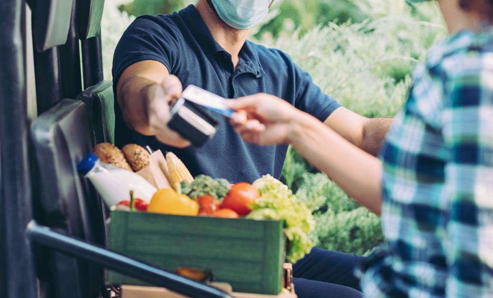 Paying for produce using a credit card