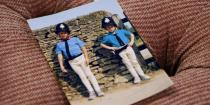 <p>A photograph of Prince William and Prince Harry dressed in police uniform.</p>