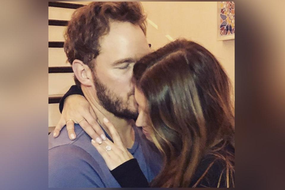 Loved up: Chris Pratt and Katherine Schwarzenegger embrace (Instagram/ Chris Pratt )