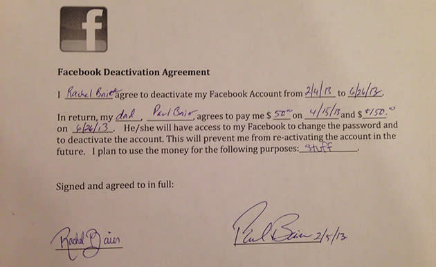 Father and daughter Facebook contract (Image courtesy Paul Baier)