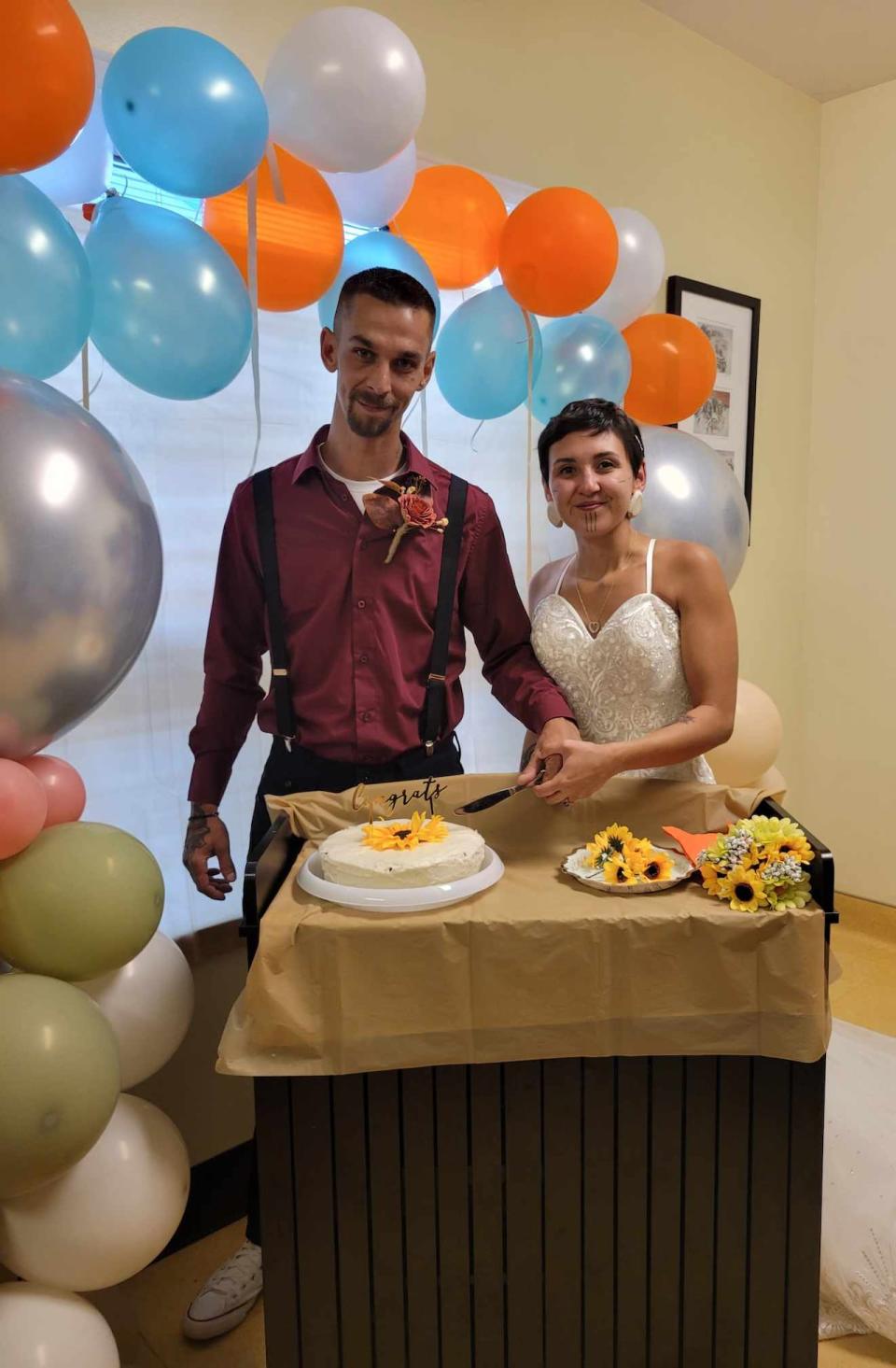 Renata and her fiancé of the past decade Draper Russell got married at the Labrador Health Centre, as friends and family pulled together to make it happen in four days.