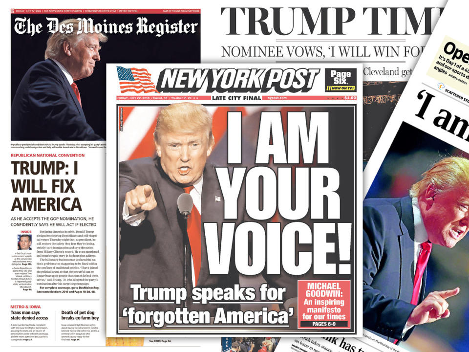 <p>Headlines from the front pages across the U.S. (newseum.org)</p>