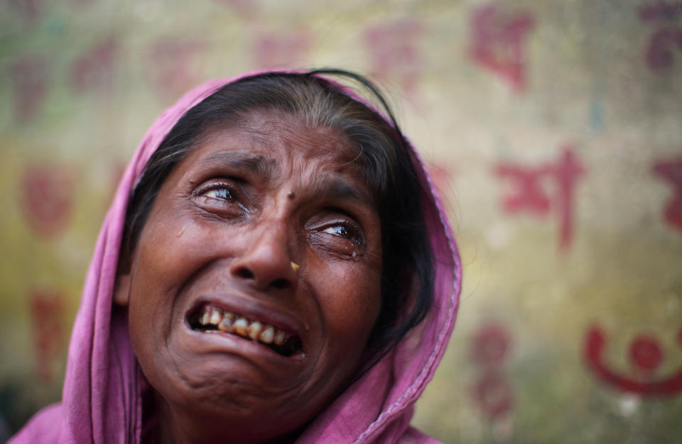 Kulsuma Begum, a 40-year-old Rohingya refugee, cries in Cox's Bazar, Bangladesh, on Oct. 27. Reuters photographer Hannah McKay: "I didn't know why the woman was crying, but I thought it was important to capture her emotion. Once she had finished talking I asked somebody to translate her story to me and it was only then that I understood why she was so distressed. She had lost her daughter and said her husband and son-in-law were killed by military in Myanmar. It was heartbreaking to see, but even more so to hear what she had gone through."