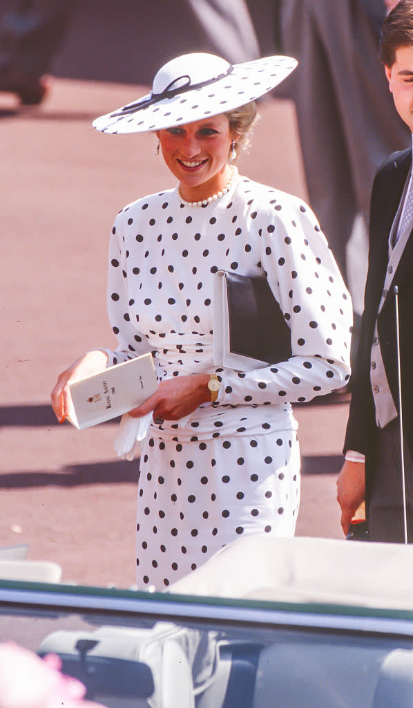 Diana, Princess of Wales attends The Royal Ascot race meeting, on June 15, 1988 in Ascot ,United Kingdom.