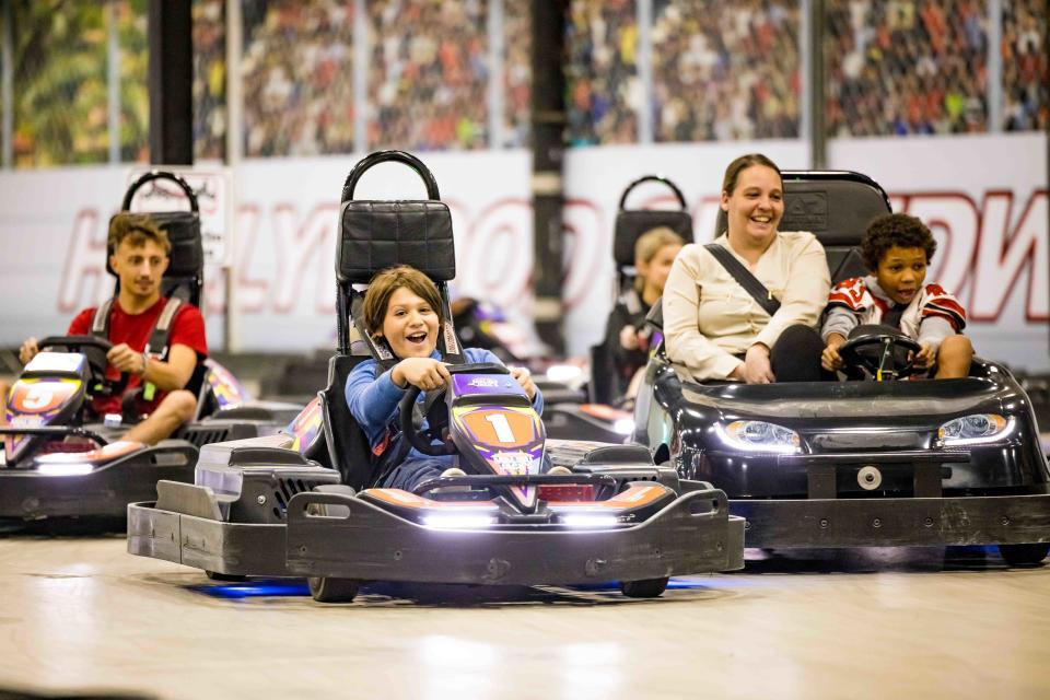 Visitors to Malibu Jack's, an indoor amusement park with a location in the Tippecanoe Mall in Lafayette, Ind., race go karts, one of the attractions included in the 116,000-square foot facility.
