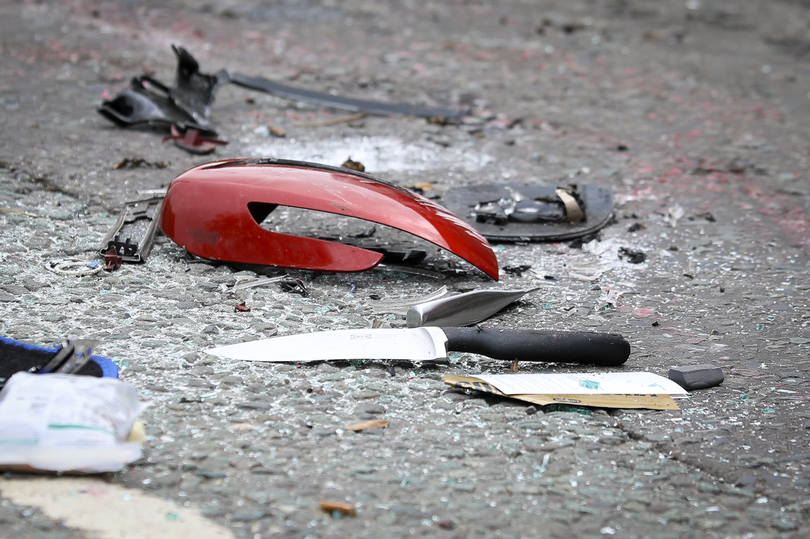 A knife within a cordon on Hollins Road in Oldham