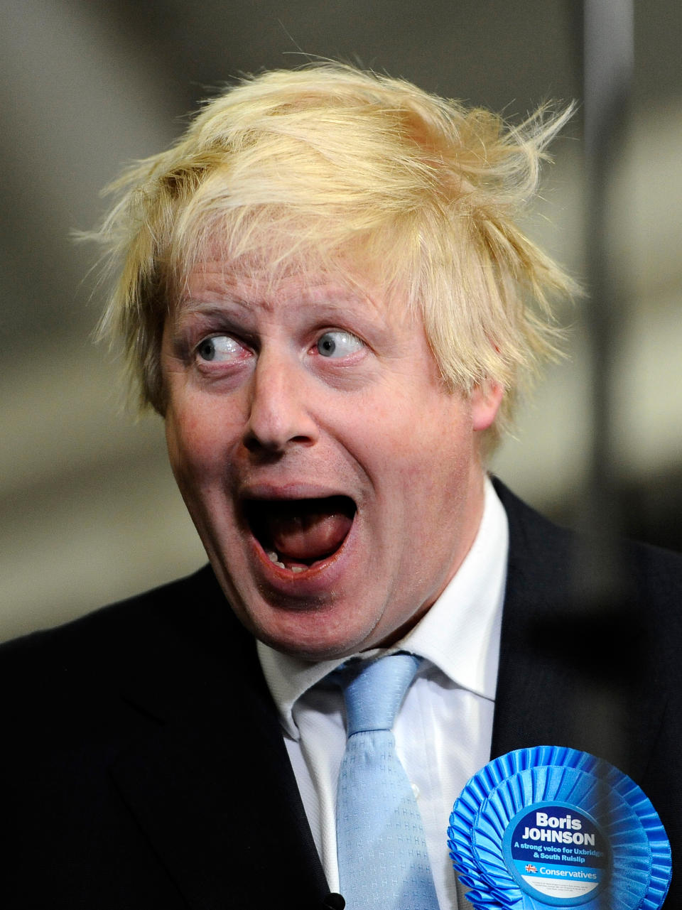 Mayor of London and prospective Conservative candidate for Uxbridge and South Ruislip, Boris Johnson, after winning the seat during the General Election count at Brunel University, London.