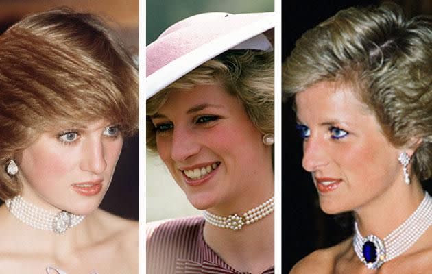 Diana had a few pearl chokers of her own. Photo: Getty
