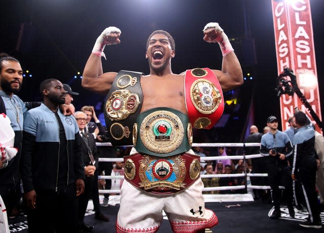 Anthony Joshua will defend his WBA, IBF and WBO heavyweight titles on Saturday night (Nick Potts/PA)