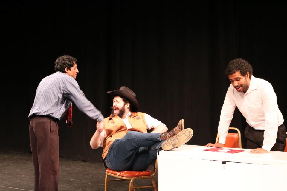 A scene from Robb Willoughby's "Cowboy Chuck," featuring (from left to right) Nikhil Makhija, Jacob Erney and Zachery Franklin. Directed by Stephen Woosley.