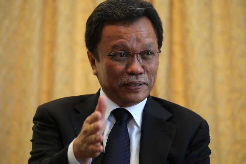 Malaysia's politician Shafie Apdal speaks during a joint interview in Kuala Lumpur