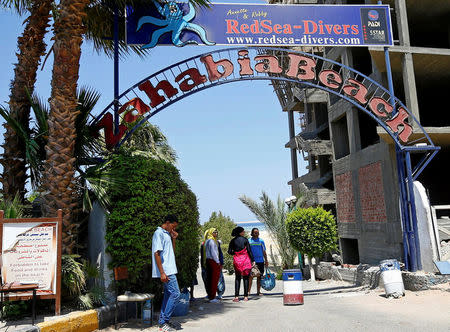 The entrance of the beach of the Zahabia Resort is seen in Hurghada, Egypt July 15, 2017. REUTERS/Mohamed Abd El Ghany