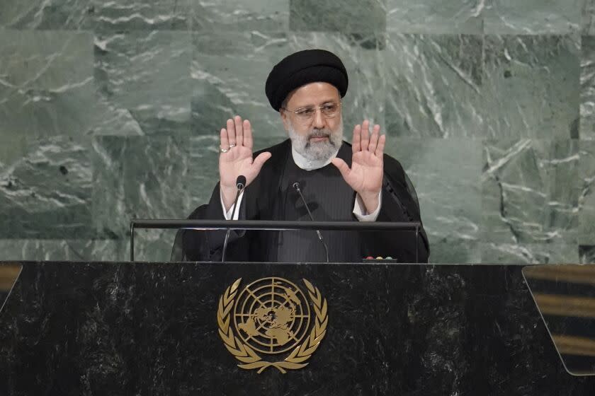 President of Iran Seyyed Ebrahim Raisi addresses the 77th session of the United Nations General Assembly, Wednesday, Sept. 21, 2022 at U.N. headquarters. (AP Photo/Mary Altaffer)