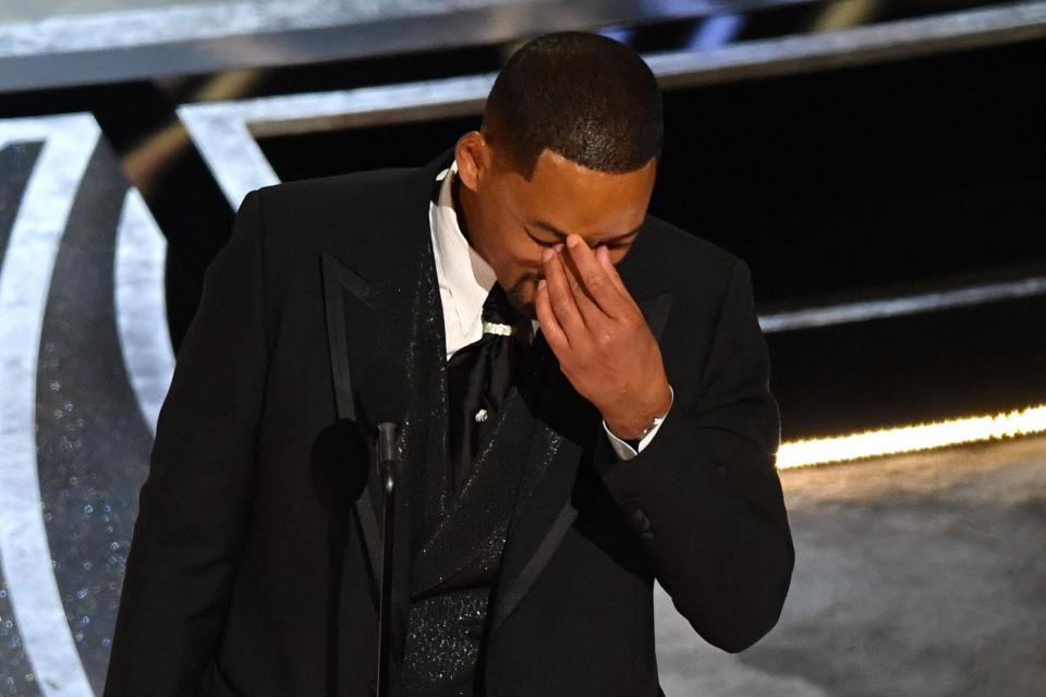 Will Smith, accepting the Academy Award for best actor, says on March 27, 2022: "I want to apologize to the academy, I want to apologize to my fellow nominees." The Board of Governors for the Academy of Motion Picture Arts and Sciences has barred Smith from attending any academy events, including the Oscars, for 10 years.